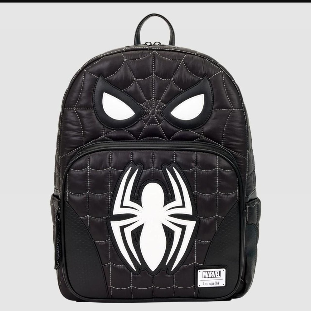 loungefly Spider-Man Black & White Suit Cosplay Quilted Full-Size Backpack